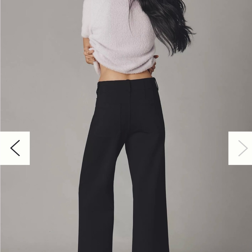 Maeve Colette Anthropologie Wide Leg High-Rise Pants in Black